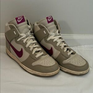 Nike Dunk High Top Sneakers Size 11.5 Birch & Raspberry